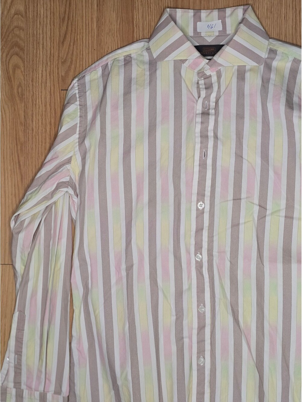Steven Land Trim Fit Striped Dress Shirt Size 15 1/2 34/35